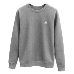 Sudadera ETSII sin capucha con logo bordado y escudo serigrafiado.