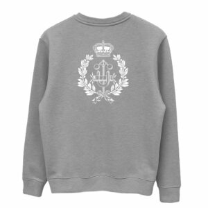 Sudadera ETSII sin capucha con logo bordado y escudo serigrafiado.