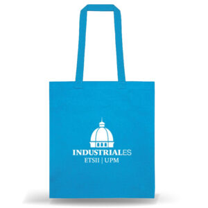 Bolsa ecológica ETSII de algodón con asas largas y diseño reutilizable.