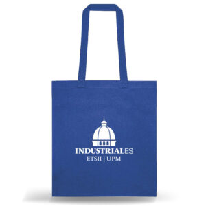 Bolsa ecológica ETSII de algodón con asas largas y diseño reutilizable.